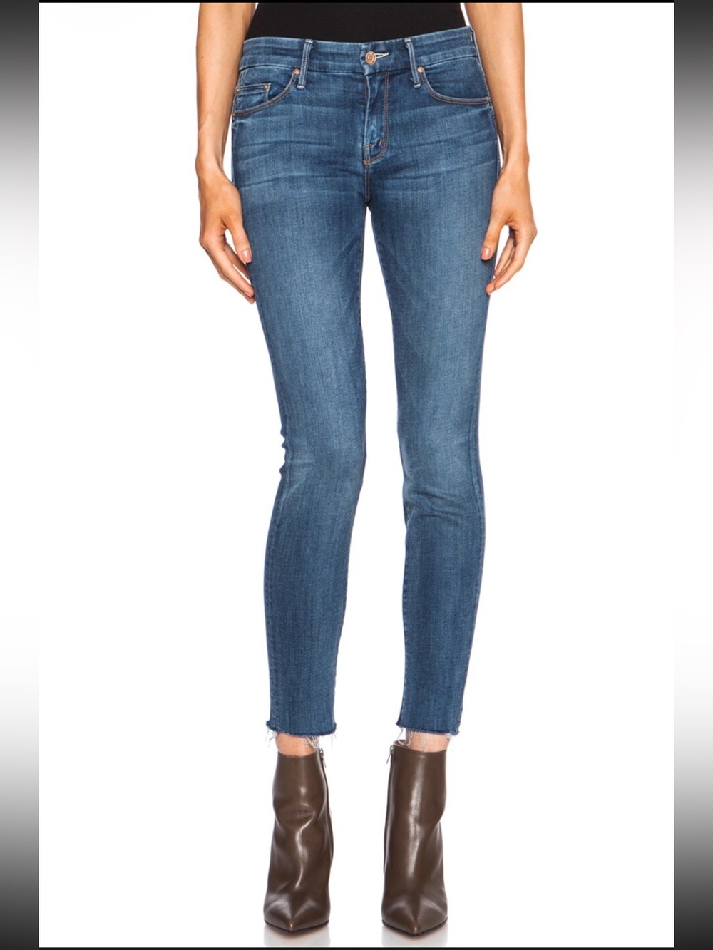 MOTHER The Looker Ankle Fray Jeans in Baby, Drive South Size 27